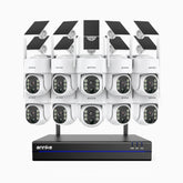 WBS400 - 4MP 16-Kanal Funk Überwachungssystem Set mit 10 Kameras, Dual-Band-WLAN, 270°/90° PT, 9000-mAh-Akku & Solar, Bewegungserkennung, Zwei-Wege-Audio