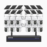 WBS400 - 4MP 16-Kanal Funk Überwachungssystem Set mit 12 Kameras, Dual-Band-WLAN, 270°/90° PT, 9000-mAh-Akku & Solar, Bewegungserkennung, Zwei-Wege-Audio