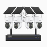 WBS400 - 4MP 8-Kanal Funk Überwachungssystem Set mit 4 Kameras, Dual-Band-WLAN, 270°/90° PT, 9000-mAh-Akku & Solar, Bewegungserkennung, Zwei-Wege-Audio