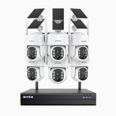 WBS400 - 4MP 8-Kanal Funk Überwachungssystem Set mit 6 Kameras, Dual-Band-WLAN, 270°/90° PT, 9000-mAh-Akku & Solar, Bewegungserkennung, Zwei-Wege-Audio