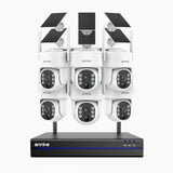 WBS400 - 4MP 8-Kanal Funk Überwachungssystem Set mit 6 Kameras, Dualband-WLAN, Bewegungserkennung, Zwei-Wege-Audio, 9000 mAh Akku & Solarstromversorgung, 270° Pan & 90° Tilt, lauter Alarm & bis zu 256 GB lokaler Speicher, kompatibel mit Alexa