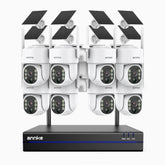 WBS400 - 4MP 8-Kanal Funk Überwachungssystem Set mit 8 Kameras, Dual-Band-WLAN, 270°/90° PT, 9000-mAh-Akku & Solar, Bewegungserkennung, Zwei-Wege-Audio