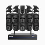 WBS400 - 4MP 16-Kanal Funk Überwachungssystem Set mit 10 Kameras, Dual-Band-WLAN, 270°/90° PT, 9000-mAh-Akku & Solar, Bewegungserkennung, Zwei-Wege-Audio