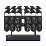WBS400 - 4MP 16-Kanal Funk Überwachungssystem Set mit 12 Kameras, Dual-Band-WLAN, 270°/90° PT, 9000-mAh-Akku & Solar, Bewegungserkennung, Zwei-Wege-Audio