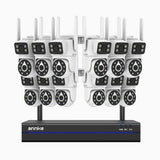 WCDS400 – 4MP 16-Kanal Funk Dual-Lens Überwachungssystem Set mit 12 Kameras, 2.4G/5G Dualband-WLAN, 350° Pan & 90° Tilt, Dual-Light Nachtsicht, Bewegungserkennung, Zwei-Wege-Audio, kompatibel mit Alexa
