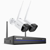 WS800 - 8MP Ultra HD 8-Kanal Funk Überwachungssystem Set mit 2 Kameras, 2,4/5,8 GHz Dual-Band WiFi Pro, Menschenerkennung, Zwei-Wege-Audio, Nachtsicht, kompatibel mit Alexa