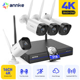 ANNKE 4K WLAN Überwachungskamera Set Aussen, 16CH Videoüberwachung mit 4X 8MP Wi-Fi Kamera und 2TB HDD NVR für 24/7 Aufnahme, Smarter Personenerkennung, 2-Wege-Audio, 30M IR Nachtsicht, IP66