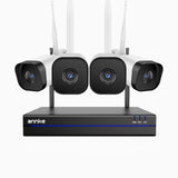 WS800 - 8MP Ultra HD 8-Kanal Funk Überwachungssystem Set mit 4 Kameras, 2,4/5,8 GHz Dual-Band WiFi Pro, Menschenerkennung, Zwei-Wege-Audio, Nachtsicht, kompatibel mit Alexa