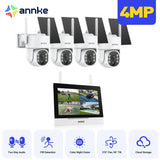 WTB400 – 4MP WLAN-Überwachungssystem mit 7″ -IPS-Touchscreen, 4-Kanal NVR & 4 Solarkameras, Bewegungserkennung, Gegensprechfunktion, 9000-mAh-Akku, Solarbetrieben, 270° Schwenken & 90° Neigen, Alexa-kompatibel