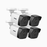 C500 - 4er-Pack 5MP PoE-Überwachungskamera für den Außenbereich, Intelligente Dual-Licht-Nachtsicht, 3072 × 1728 @ 20fps, intelligente Erkennung von Personen und Fahrzeugen, integriertes Mikrofon, IP67