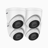 C500 – 4er-Pack 5MP PoE-Überwachungskamera für den Außenbereich, Farb-Nachtsicht, integriertes Mikrofon, IP67, RTSP und ONVIF unterstützt, funktioniert mit Alexa