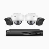 H500 - 3K 4 Kanal PoE Überwachungskamera-Set mit 2 Bullet Kameras & 2 Dome Kameras, EXIR Nachtsicht 2.0, Eingebautes Mikrofon, Unterstützt RTSP und ONVIF, funktioniert mit Alexa, IP67