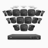 H500 - 3K 16 Kanal PoE Überwachungskamera-Set mit 16 Kameras, Eingebautes Mikrofon, EXIR Nachtsicht 2.0, Unterstützt RTSP und ONVIF, funktioniert mit Alexa, IP67