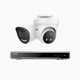 H800X - 4K 8 Kanal PoE Überwachungskamera-Set mit 1 Bullet Kamera & 1 Turm Kamera, 1/1.8'' BSI Sensor, f/1.6 Aperture (0.003 Lux), alarmierung mit sirene und blitzlicht, 2CH 4K-Dekodierungsfunktion, personen- und fahrzeugerkennung, perimeterschutz
