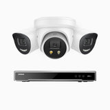 H800X - 4K 8 Kanal PoE Überwachungskamera-Set mit 2 Bullet Kameras & 1 Turm Kamera, 1/1.8'' BSI Sensor, f/1.6 Aperture (0.003 Lux), alarmierung mit sirene und blitzlicht, 2CH 4K-Dekodierungsfunktion, personen- und fahrzeugerkennung, perimeterschutz