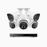 H800X - 4K 8 Kanal PoE Überwachungskamera-Set mit 2 Bullet Kameras & 3 Turm Kameras, 1/1.8'' BSI Sensor, f/1.6 Aperture (0.003 Lux), alarmierung mit sirene und blitzlicht, 2CH 4K-Dekodierungsfunktion, personen- und fahrzeugerkennung, perimeterschutz