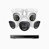 H800X - 4K 8 Kanal PoE Überwachungskamera-Set mit 3 Bullet Kameras & 2 Turm Kameras, 1/1.8'' BSI Sensor, f/1.6 Aperture (0.003 Lux), alarmierung mit sirene und blitzlicht, 2CH 4K-Dekodierungsfunktion, personen- und fahrzeugerkennung, perimeterschutz