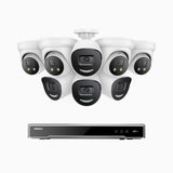 H800X - 4K 8 Kanal PoE Überwachungskamera-Set mit 4 Bullet Kameras & 4 Turm Kameras, 1/1.8'' BSI Sensor, f/1.6 Aperture (0.003 Lux), alarmierung mit sirene und blitzlicht, 2CH 4K-Dekodierungsfunktion, personen- und fahrzeugerkennung, perimeterschutz
