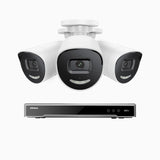 H800X - 4K 8 Kanal PoE Überwachungskamera-Set mit 3 Kameras, 1/1.8'' BSI Sensor, f/1.6 Aperture (0.003 Lux), alarmierung mit sirene und blitzlicht, 2CH 4K-Dekodierungsfunktion, personen- und fahrzeugerkennung, perimeterschutz