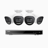 H800X - 4K 8 Kanal PoE Überwachungskamera-Set mit 4 Kameras, 1/1.8'' BSI Sensor, f/1.6 Aperture (0.003 Lux), alarmierung mit sirene und blitzlicht, 2CH 4K-Dekodierungsfunktion, personen- und fahrzeugerkennung, perimeterschutz