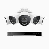 H800X - 4K 8 Kanal PoE Überwachungskamera-Set mit 5 Kameras, 1/1.8'' BSI Sensor, f/1.6 Aperture (0.003 Lux), alarmierung mit sirene und blitzlicht, 2CH 4K-Dekodierungsfunktion, personen- und fahrzeugerkennung, perimeterschutz