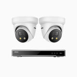 H800X - 4K 8 Kanal PoE Überwachungskamera-Set mit 2 Kameras, 1/1.8'' BSI Sensor, f/1.6 Aperture (0.003 Lux), alarmierung mit sirene und blitzlicht, 2CH 4K-Dekodierungsfunktion, personen- und fahrzeugerkennung, perimeterschutz