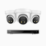 H800X - 4K 8 Kanal PoE Überwachungskamera-Set mit 3 Kameras, 1/1.8'' BSI Sensor, f/1.6 Aperture (0.003 Lux), alarmierung mit sirene und blitzlicht, 2CH 4K-Dekodierungsfunktion, personen- und fahrzeugerkennung, perimeterschutz