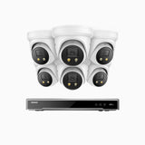 H800X - 4K 8 Kanal PoE Überwachungskamera-Set mit 6 Kameras, 1/1.8'' BSI Sensor, f/1.6 Aperture (0.003 Lux), alarmierung mit sirene und blitzlicht, 2CH 4K-Dekodierungsfunktion, personen- und fahrzeugerkennung, perimeterschutz