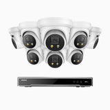 H800X - 4K 8 Kanal PoE Überwachungskamera-Set mit 8 Kameras, 1/1.8'' BSI Sensor, f/1.6 Aperture (0.003 Lux), alarmierung mit sirene und blitzlicht, 2CH 4K-Dekodierungsfunktion, personen- und fahrzeugerkennung, perimeterschutz