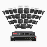 H500 - 3K 32 Kanal PoE Überwachungskamera-Set mit 32 Kameras, Eingebautes Mikrofon & SD-Kartensteckplatz, funktioniert mit Alexa, Inklusive 16-Port-PoE-Switch, EXIR Nachtsicht 2.0, IP67