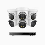 H800X - 4K 16 Kanal PoE Überwachungskamera-Set mit 2 Bullet Kameras & 4 Turm Kameras, 1/1.8'' BSI Sensor, f/1.6 Aperture (0.003 Lux), alarmierung mit sirene und blitzlicht, 2CH 4K-Dekodierungsfunktion, personen- und fahrzeugerkennung, perimeterschutz