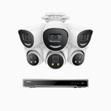 H800X - 4K 16 Kanal PoE Überwachungskamera-Set mit 3 Bullet Kameras & 3 Turm Kameras, 1/1.8'' BSI Sensor, f/1.6 Aperture (0.003 Lux), alarmierung mit sirene und blitzlicht, 2CH 4K-Dekodierungsfunktion, personen- und fahrzeugerkennung, perimeterschutz