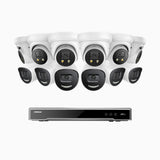 H800X - 4K 16 Kanal PoE Überwachungskamera-Set mit 6 Bullet Kameras & 6 Turm Kameras, 1/1.8'' BSI Sensor, f/1.6 Aperture (0.003 Lux), alarmierung mit sirene und blitzlicht, 2CH 4K-Dekodierungsfunktion, personen- und fahrzeugerkennung, perimeterschutz
