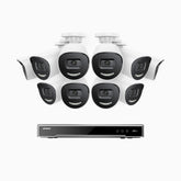 H800X - 4K 16 Kanal PoE Überwachungskamera-Set mit 10 Kameras, 1/1.8'' BSI Sensor, f/1.6 Aperture (0.003 Lux), alarmierung mit sirene und blitzlicht, 2CH 4K-Dekodierungsfunktion, personen- und fahrzeugerkennung, perimeterschutz
