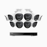 H800X - 4K 16 Kanal PoE Überwachungskamera-Set mit 10 Kameras, 1/1.8'' BSI Sensor, f/1.6 Aperture (0.003 Lux), alarmierung mit sirene und blitzlicht, 2CH 4K-Dekodierungsfunktion, personen- und fahrzeugerkennung, perimeterschutz