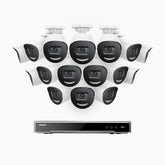 H800X - 4K 16 Kanal PoE Überwachungskamera-Set mit 16 Kameras, 1/1.8'' BSI Sensor, f/1.6 Aperture (0.003 Lux), alarmierung mit sirene und blitzlicht, 2CH 4K-Dekodierungsfunktion, personen- und fahrzeugerkennung, perimeterschutz