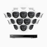 H800X - 4K 16 Kanal PoE Überwachungskamera-Set mit 16 Kameras, 1/1.8'' BSI Sensor, f/1.6 Aperture (0.003 Lux), alarmierung mit sirene und blitzlicht, 2CH 4K-Dekodierungsfunktion, personen- und fahrzeugerkennung, perimeterschutz