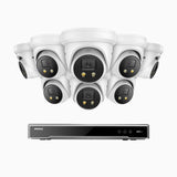 H800X - 4K 16 Kanal PoE Überwachungskamera-Set mit 8 Kameras, 1/1.8'' BSI Sensor, f/1.6 Aperture (0.003 Lux), alarmierung mit sirene und blitzlicht, 2CH 4K-Dekodierungsfunktion, personen- und fahrzeugerkennung, perimeterschutz