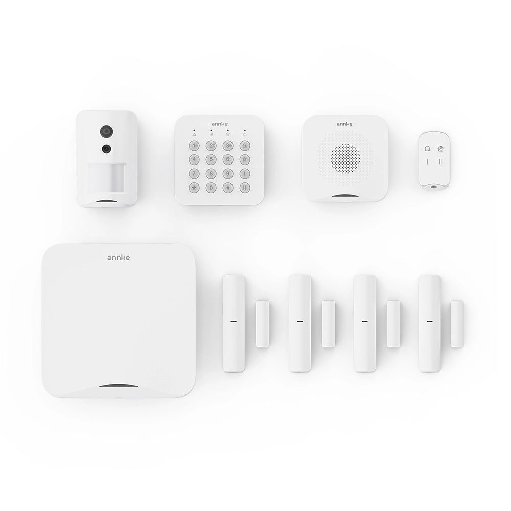 ANNKE 9-teiliges Funk-Alarmanlagen-Set – All-in-One Sicherheitssystem für Zuhause & Gewerbe, 24/7 Professionelle Überwachung, Erweiterbar, Einfache Installation, App-Steuerung