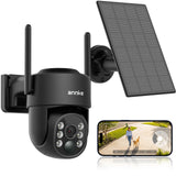 ANNKE 4MP Überwachungskamera Aussen Akku Solar, 360° Schwenk, 2,4/5GHz WiFi, WLAN Kamera Outdoor Kabellos mit Farbnachtsicht, 2-Wege-Audio, PIR Bewegungsmelder, Spotlights, kompatibel mit Alexa