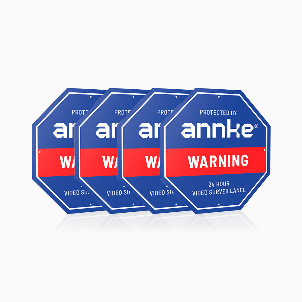 4er-Set ANNKE 10" Hochbelastbares Videoüberwachung Sign aus 100% Aluminium – Reflektierend & Wetterfest – Überwachungsschild für Haus, Garten & Grundstücksschutz