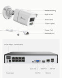 4K PoE Überwachungskamera Set (4× 8MP IP-Kameras) mit 8-Kanal NVR, Personen-/Fahrzeugerkennung, Farbnachtsicht, 24/7 Aufnahme, IP67 wetterfest