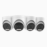 ADL500 - 4er-Pack 3K Kabelgebundene Überwachungskamera, Zwei Lichtern Nachtsicht, f/1.2 Superblende, 4-in-1 Ausgangssignal, Eingebautes Mikrofon, IP67 wetterfest