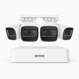 ANNKE 1080p Überwachungskamera Set Außen Kabelgebunden, 8-Kanal DVR mit 4 Kameras, 3,6 mm Objektiv, Personen- & Fahrzeugerkennung, 20 m IR-Nachtsicht, 4-in-1 Videoausgang, IP67 Wetterfest