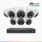 NightChroma<sup>TM</sup>  NAK500 - 3K 8 Kanal Kabelgebunden Überwachungskamera aussen-Set mit 8 Kameras, Acme Farbnachtsicht, 2960 × 1665 Auflösung, f/1.0 Blende (0,001 Lux), Eingebautes Mikrofon, IP67, Aktualisierte Version