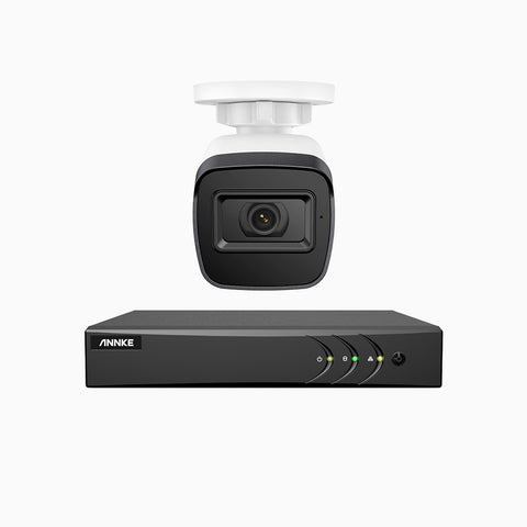 EL200 - 1080p 4 Kanal außen Kabelgebunden Überwachungskamera-Set mit 1 Kameras, intelligenter DVR mit Erkennung von Menschen & Fahrzeugen, 20 Meter Infrarot-Nachtsicht, 4-in-1-Ausgangssignal, IP67