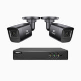 EL200 - 1080p 4 Kanal außen Kabelgebunden Überwachungskamera-Set mit 2 Kameras, intelligenter DVR mit Erkennung von Menschen & Fahrzeugen, 20 Meter Infrarot-Nachtsicht, 4-in-1-Ausgangssignal, IP67