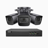 EL200 - 1080p 4 Kanal außen Kabelgebunden Überwachungskamera-Set mit 3 Kameras, intelligenter DVR mit Erkennung von Menschen & Fahrzeugen, 20 Meter Infrarot-Nachtsicht, 4-in-1-Ausgangssignal, IP67