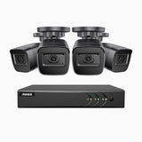 EL200 - 1080p 4 Kanal außen Kabelgebunden Überwachungskamera-Set mit 4 Kameras, intelligenter DVR mit Erkennung von Menschen & Fahrzeugen, 20 Meter Infrarot-Nachtsicht, 4-in-1-Ausgangssignal, IP67