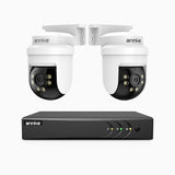APTK500 - 5MP 4 Kanal außen Kabelgebunden Überwachungskamera-Set mit 2 Kameras, 350° Pan & 90° Tilt, 30 m IR-Nachtsicht, IP65 wetterfest